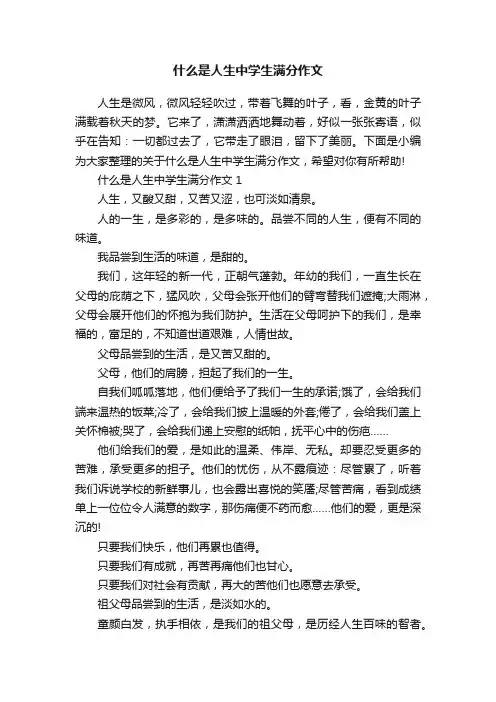 什么是人生中学生满分作文