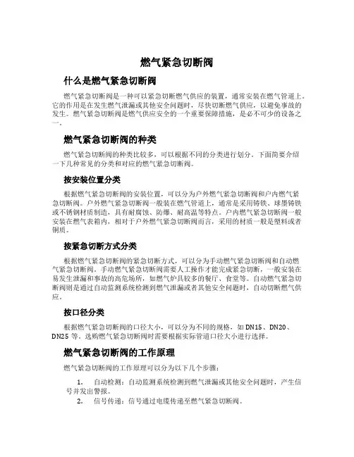 燃气紧急切断阀