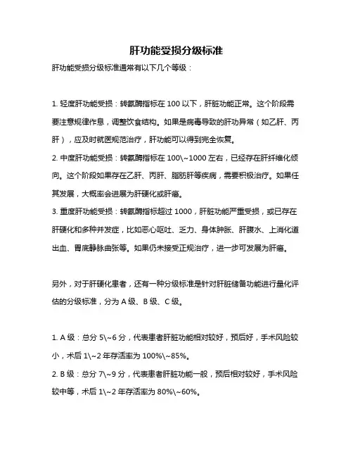 肝功能受损分级标准