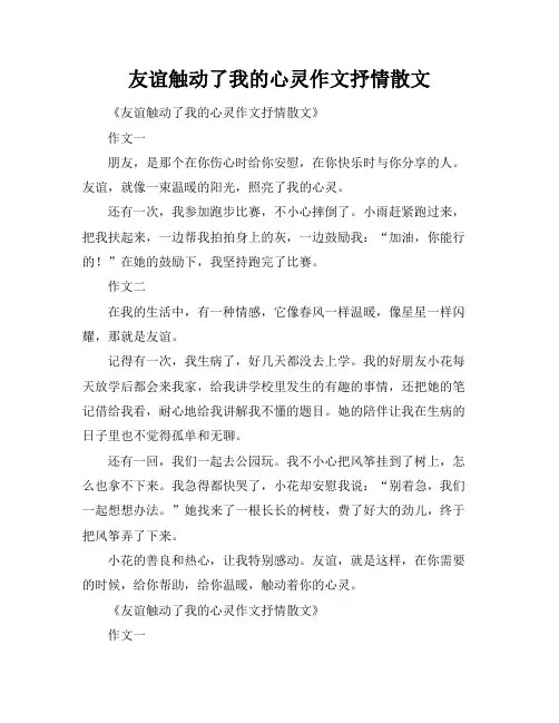 友谊触动了我的心灵作文抒情散文