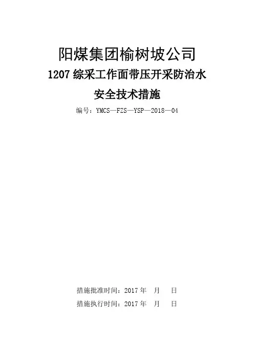 1207工作面带压开采防治水安全技术措施
