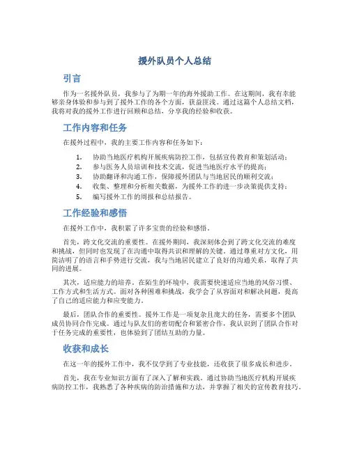 援外队员个人总结