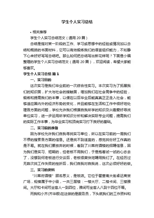 学生个人实习总结