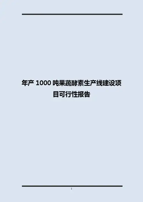 年产1000吨果蔬酵素生产线建设项目可行性报告