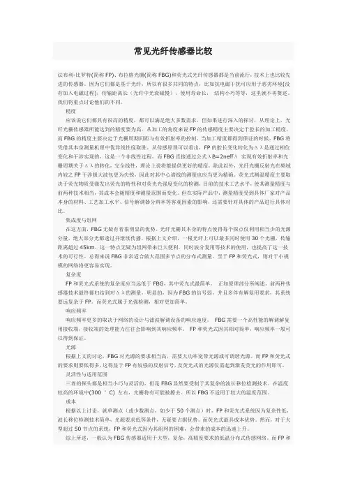 常见光纤传感器比较