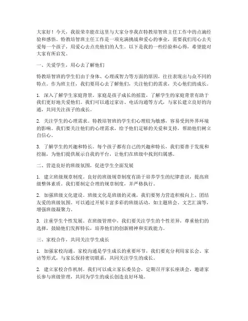 特教培智班主任经验交流会发言稿