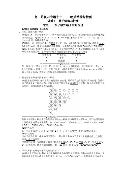 高三化学总复习课时1 原子结构与性质