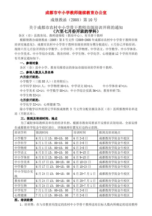 成都中小学教师继续教育办公室