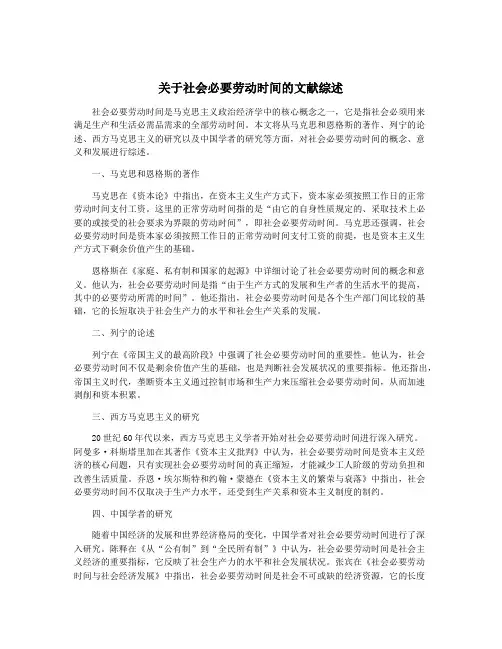 关于社会必要劳动时间的文献综述