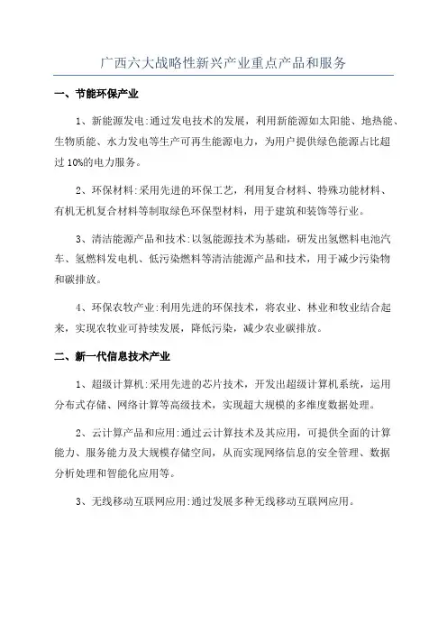 广西六大战略性新兴产业重点产品和服务