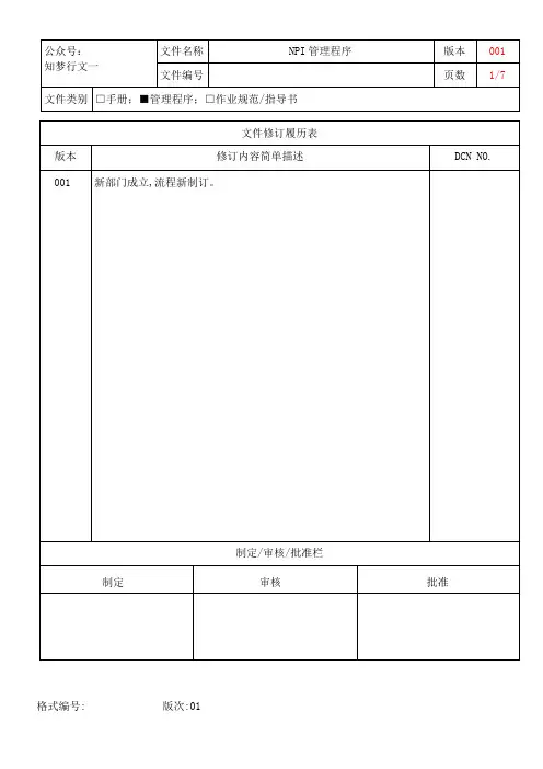 NPI管理程序