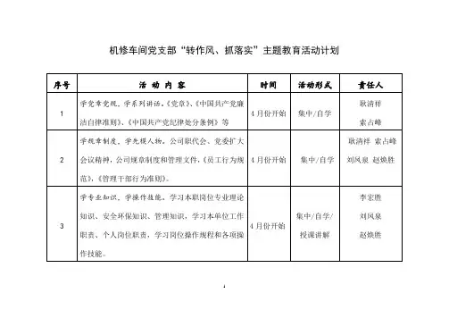 “转作风、抓落实”主题教育活动计划