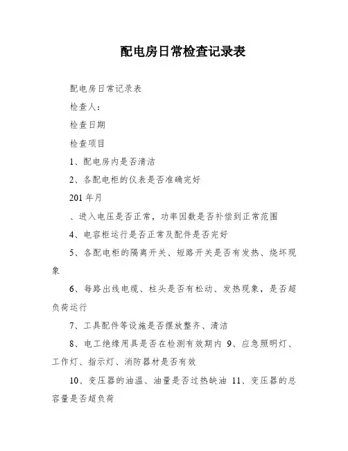 配电房日常检查记录表