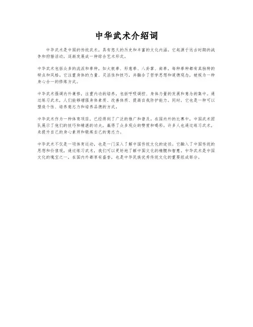 中华武术介绍词