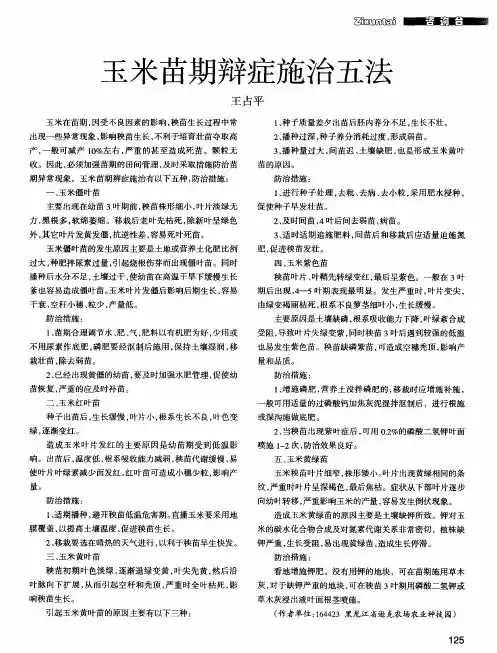 玉米苗期辩症施治五法