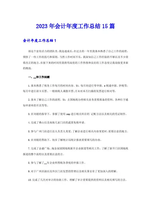 2023年会计年度工作总结15篇