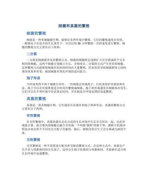 细菌和真菌的繁殖