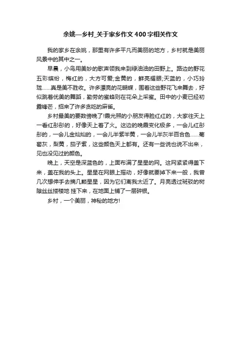 余姚—乡村_关于家乡作文400字相关作文