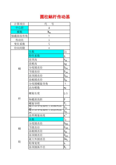 蜗杆传动基本尺寸计算公式