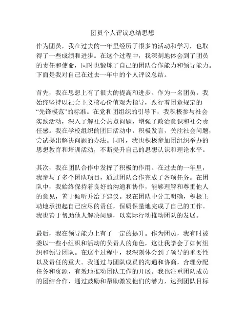 团员个人评议总结思想