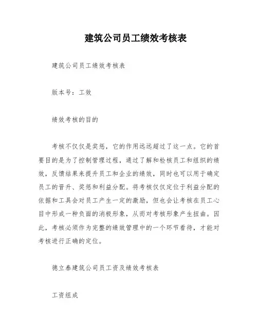 建筑公司员工绩效考核表