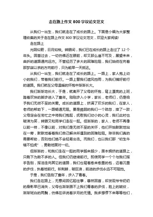 走在路上作文800字议论文范文