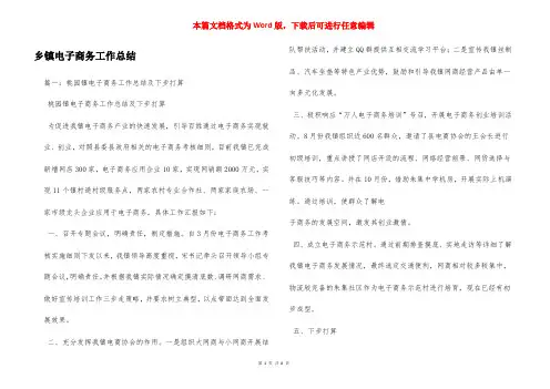 乡镇电子商务工作总结