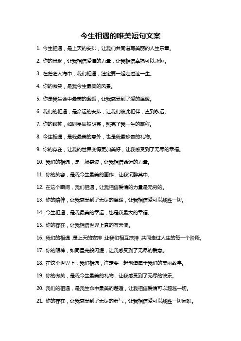 今生相遇的唯美短句文案
