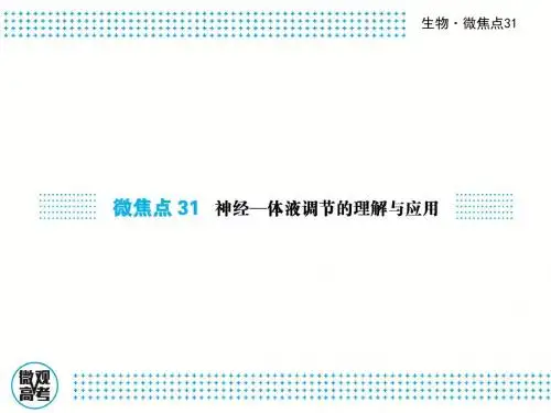 2019届高考生物二轮专题复习课件：微焦点31神经-体液调节的理解与应用 (共42张PPT图片版)