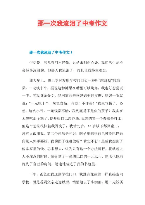 那一次我流泪了中考作文