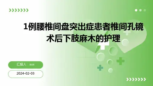 1例腰椎间盘突出症患者椎间孔镜术后下肢麻木的护理PPT课件