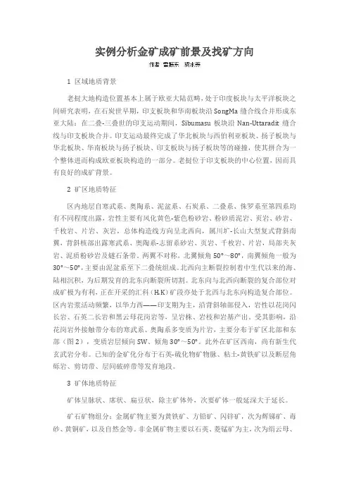 实例分析金矿成矿前景及找矿方向
