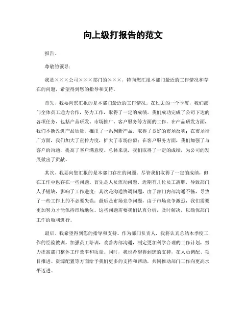 向上级打报告的范文