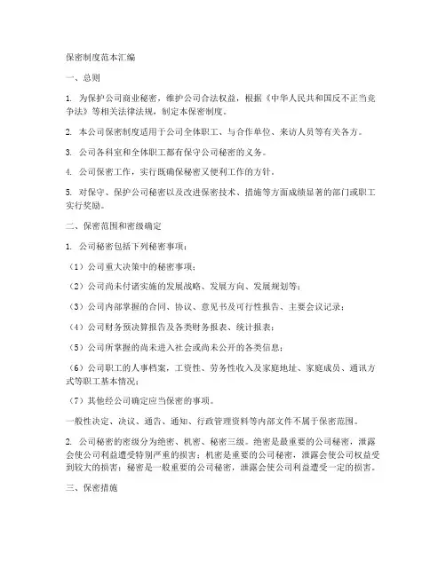 保密制度范本汇编