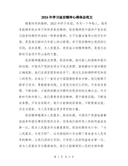 2024年学习延安精神心得体会范文
