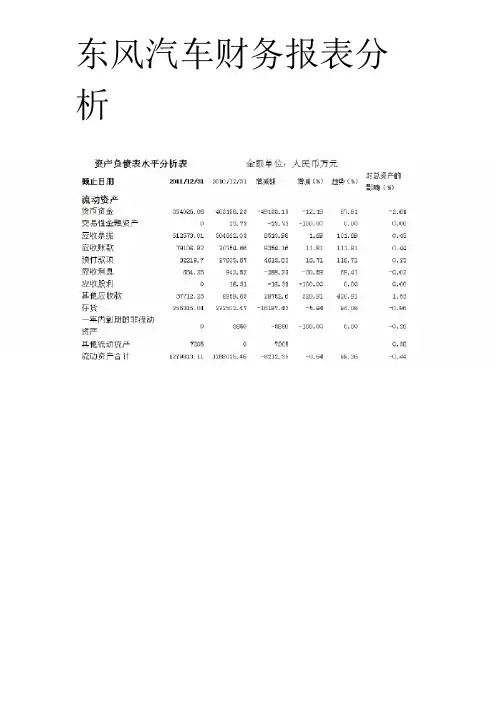 东风汽车财务报表分析