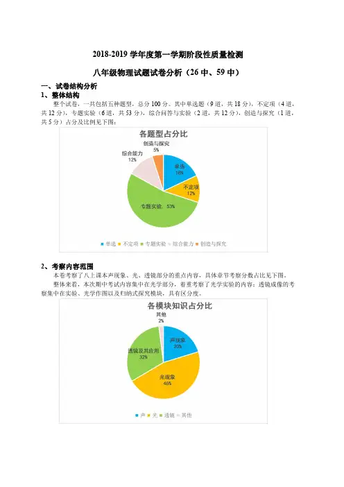 青岛26中、59中八年级联考2018-2019学年第一学期期中物理试题参考答案
