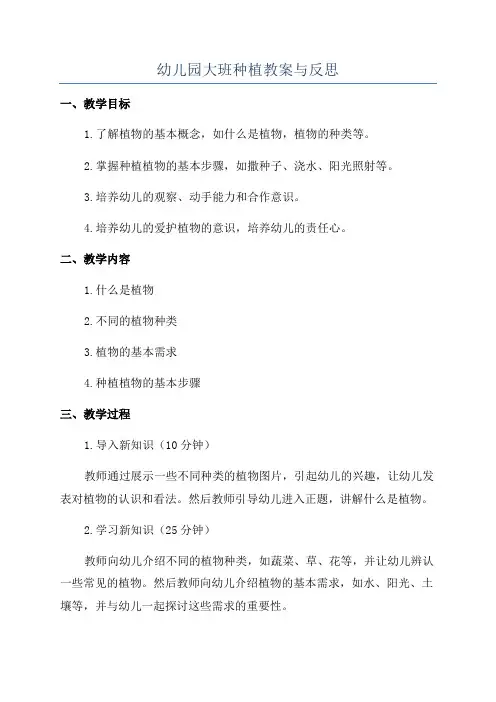 幼儿园大班种植教案与反思
