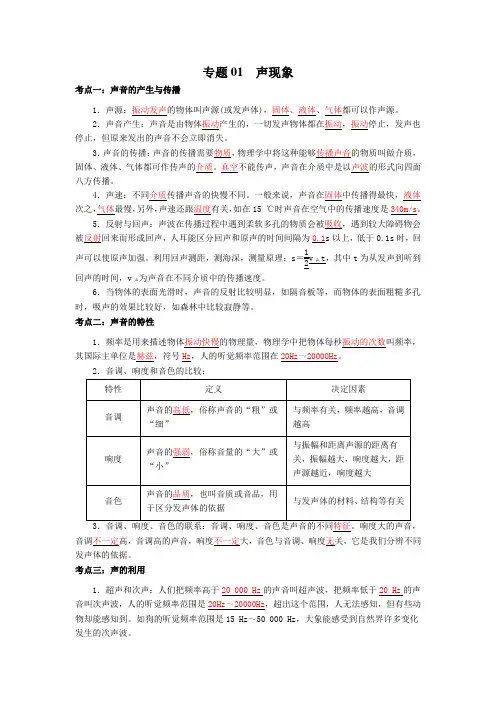 专题01  声现象(解析版)
