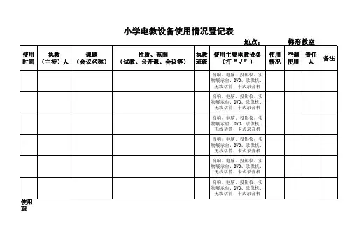 小学电教设备使用情况登记表