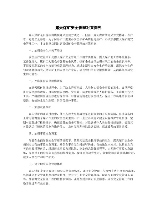 露天煤矿安全管理对策探究