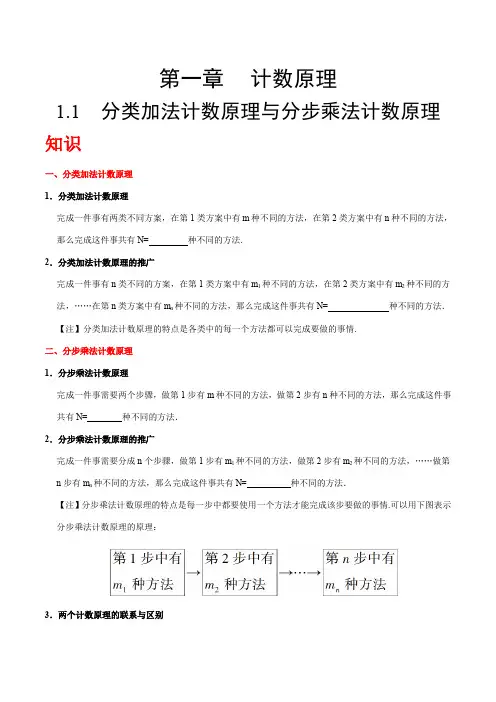 人教版高中数学选修2-3知识讲解,巩固练习(教学资料)：专题1.1 分类加法计数原理与分步乘法计数原理