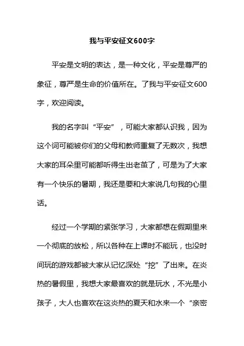 我与安全征文600字