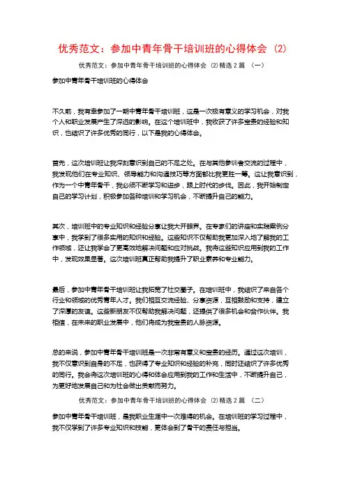 优秀范文：参加中青年骨干培训班的心得体会2篇