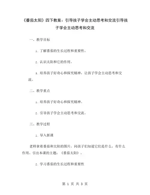 《番茄太阳》四下教案：引导孩子学会主动思考和交流
