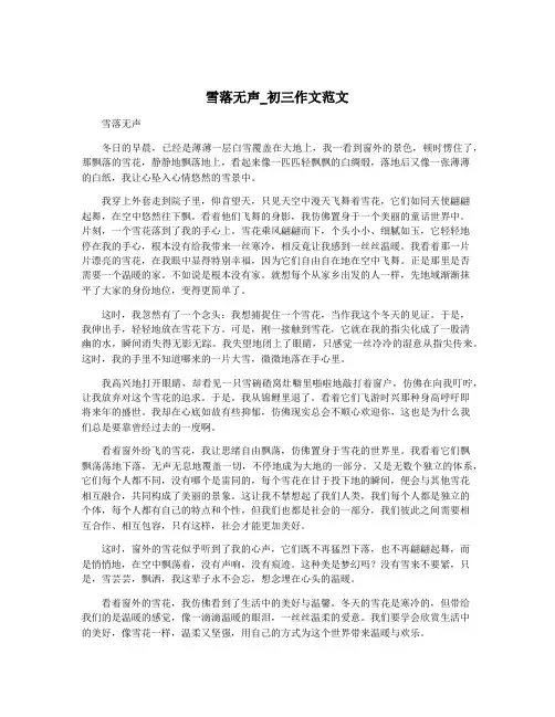 雪落无声_初三作文范文