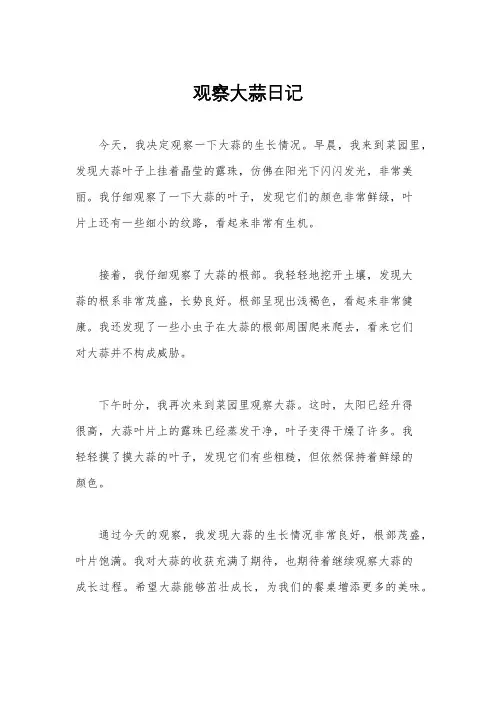 观察大蒜日记