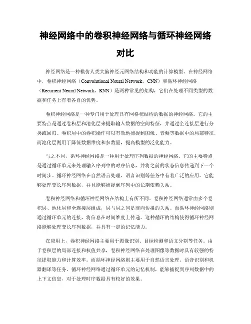 神经网络中的卷积神经网络与循环神经网络对比