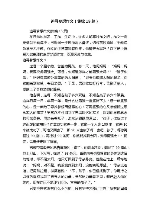 追寻梦想作文（集锦15篇）
