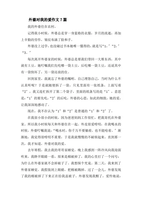 外婆对我的爱作文7篇精选